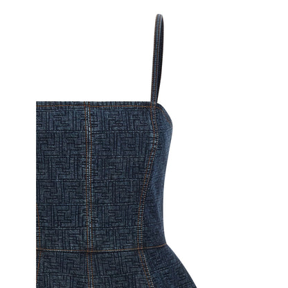 Fendi Blue Cotton Short Dress