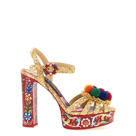 Dolce & Gabbana Multicolor Viscose Stiletto Heel Sandals