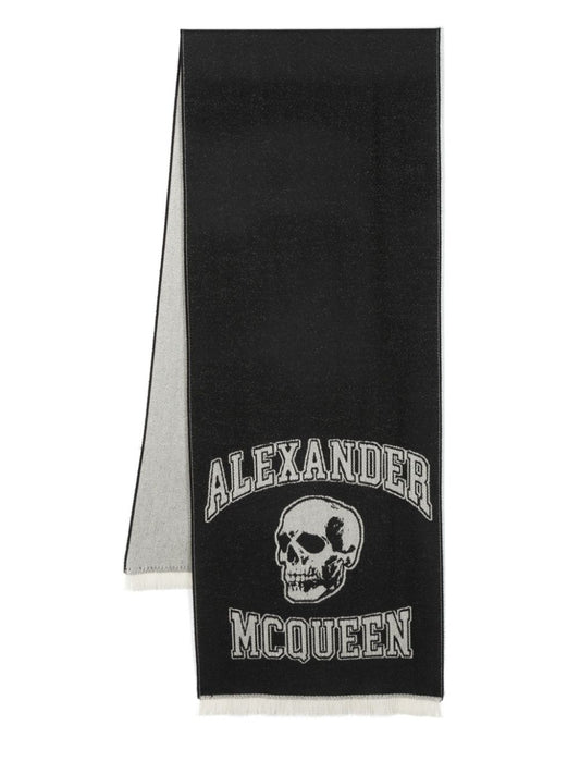 Alexander McQueen logo-print wool Scarf Black Scarves Hats & Gloves Alexander Mcqueen