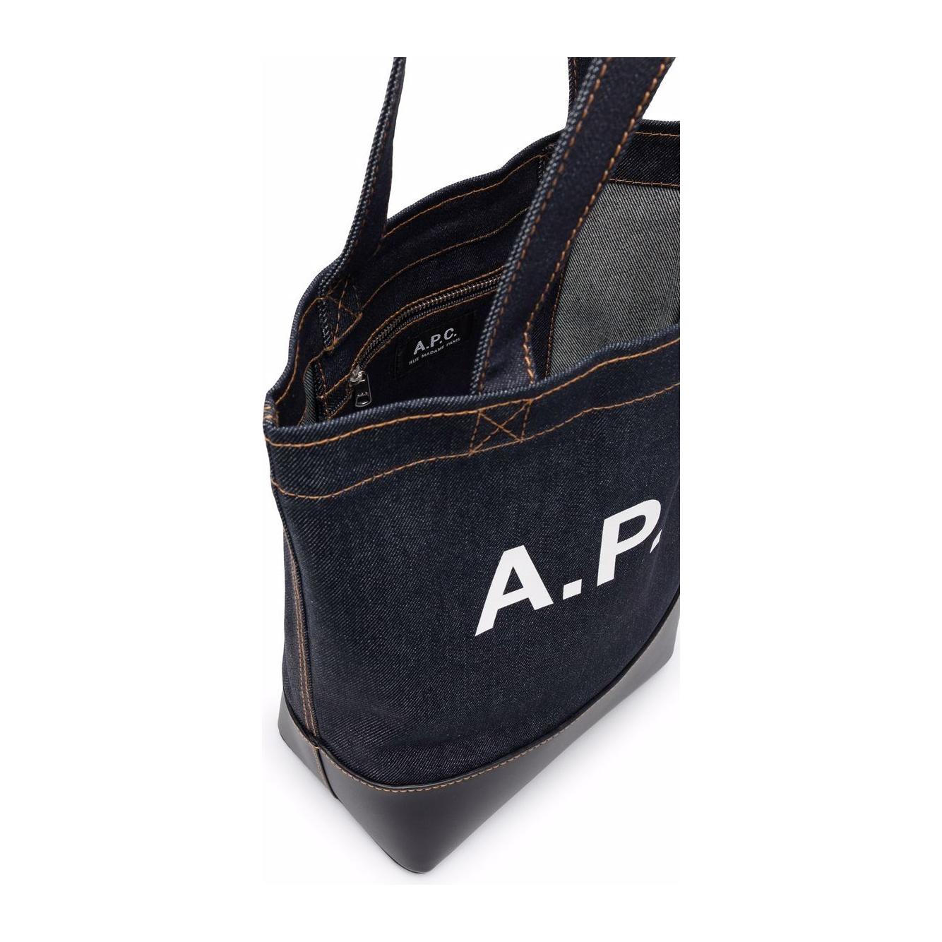 A.P.C. blue cotton/leather denim Tote Bag Shopper A.P.C.