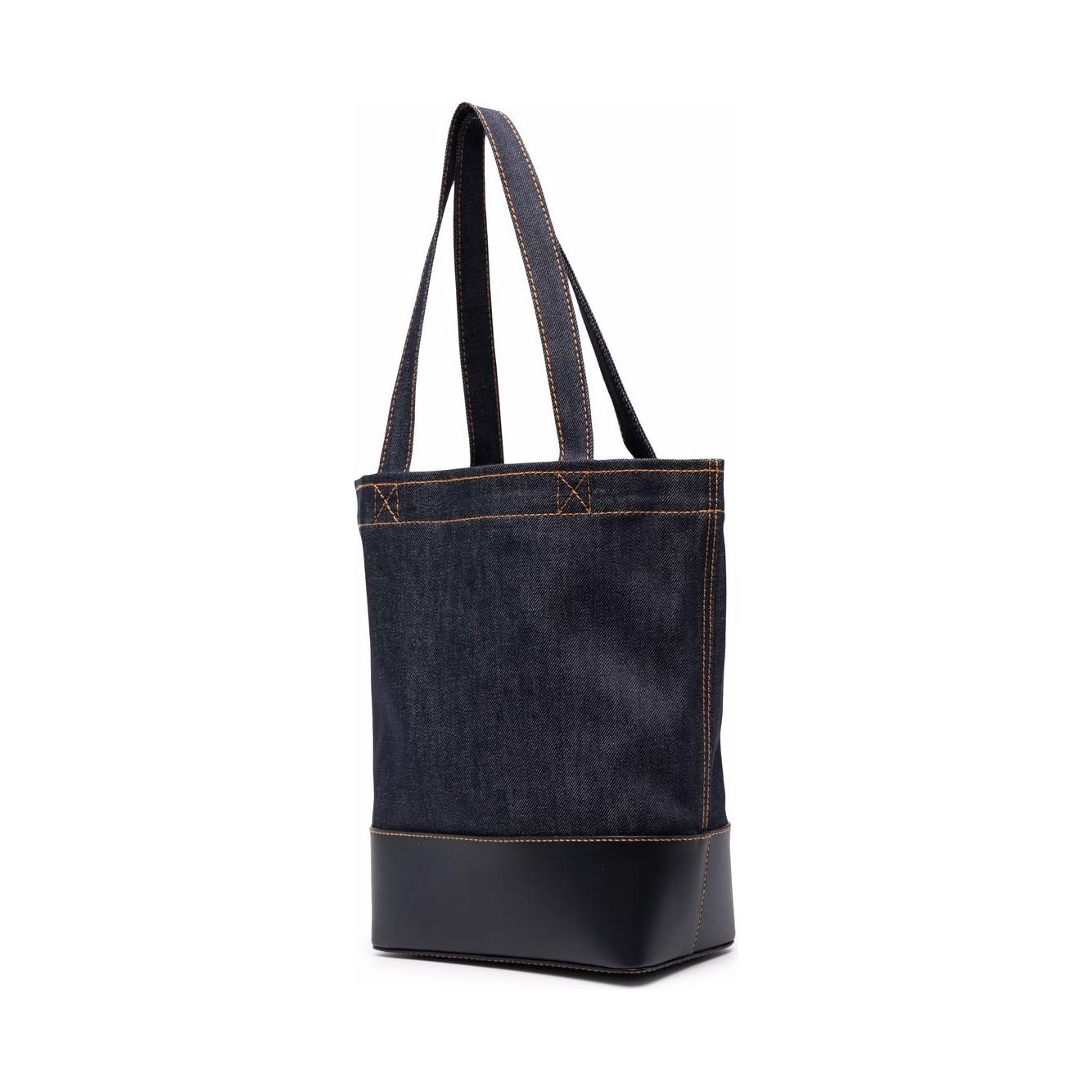 A.P.C. blue cotton/leather denim Tote Bag Shopper A.P.C.