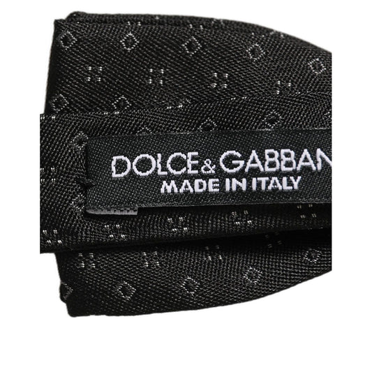Dolce & Gabbana Black Diamond Pattern Adjustable Neck Papillon Bow Tie