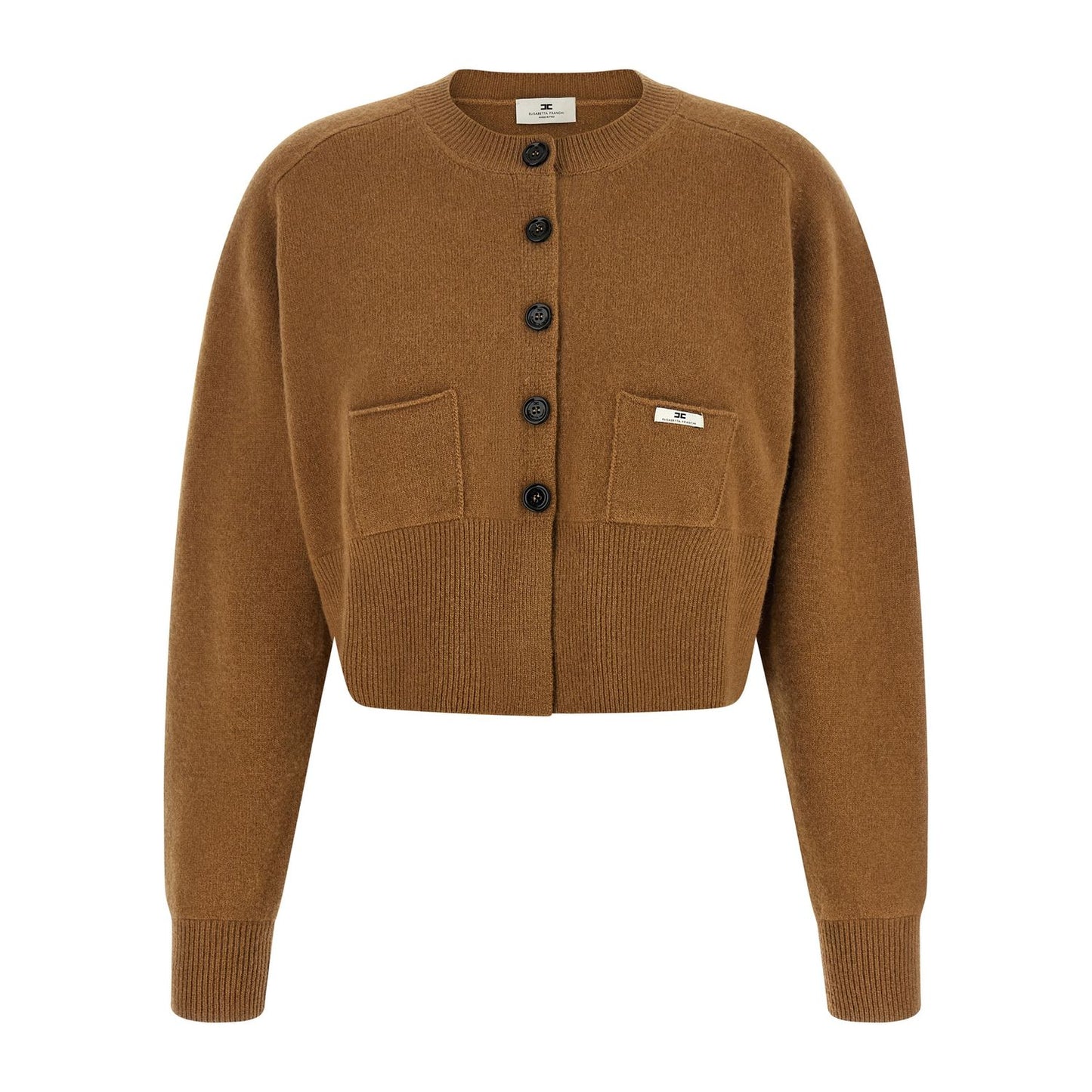 Elisabetta Franchi Brown Wool Cardigan