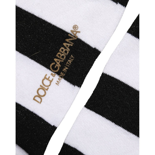 Dolce & Gabbana Black White Stripes Mid Calf Accessory Socks