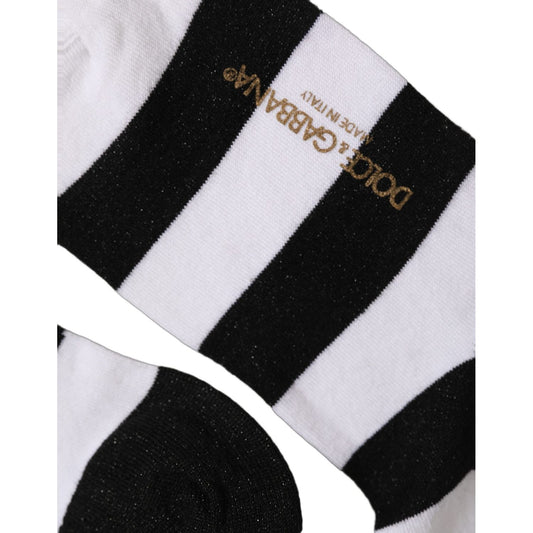 Dolce & Gabbana Black White Stripes Mid Calf Accessory Socks