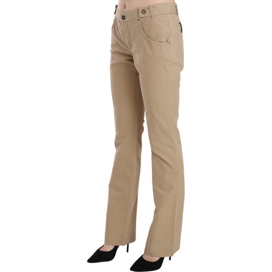 Just Cavalli Beige Mid Waist Straight Leg Pants Jeans & Pants Just Cavalli