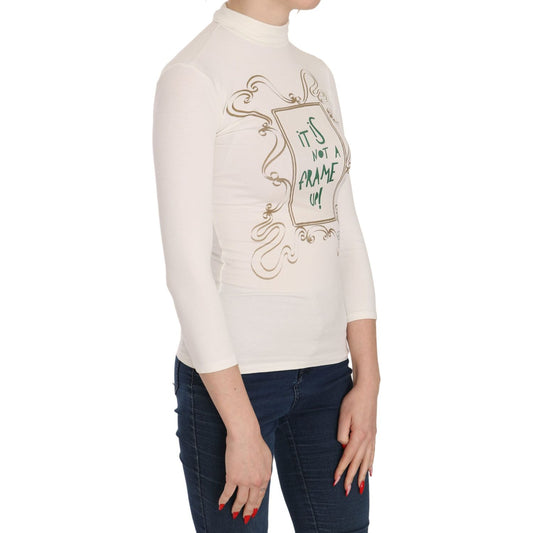 Exte Elegant White Long Sleeve Crew Neck Top Exte