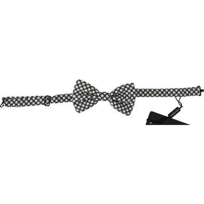 Dolce & Gabbana Men Black White Circles Adjustable Neck Papillon Bow Tie Bow Tie