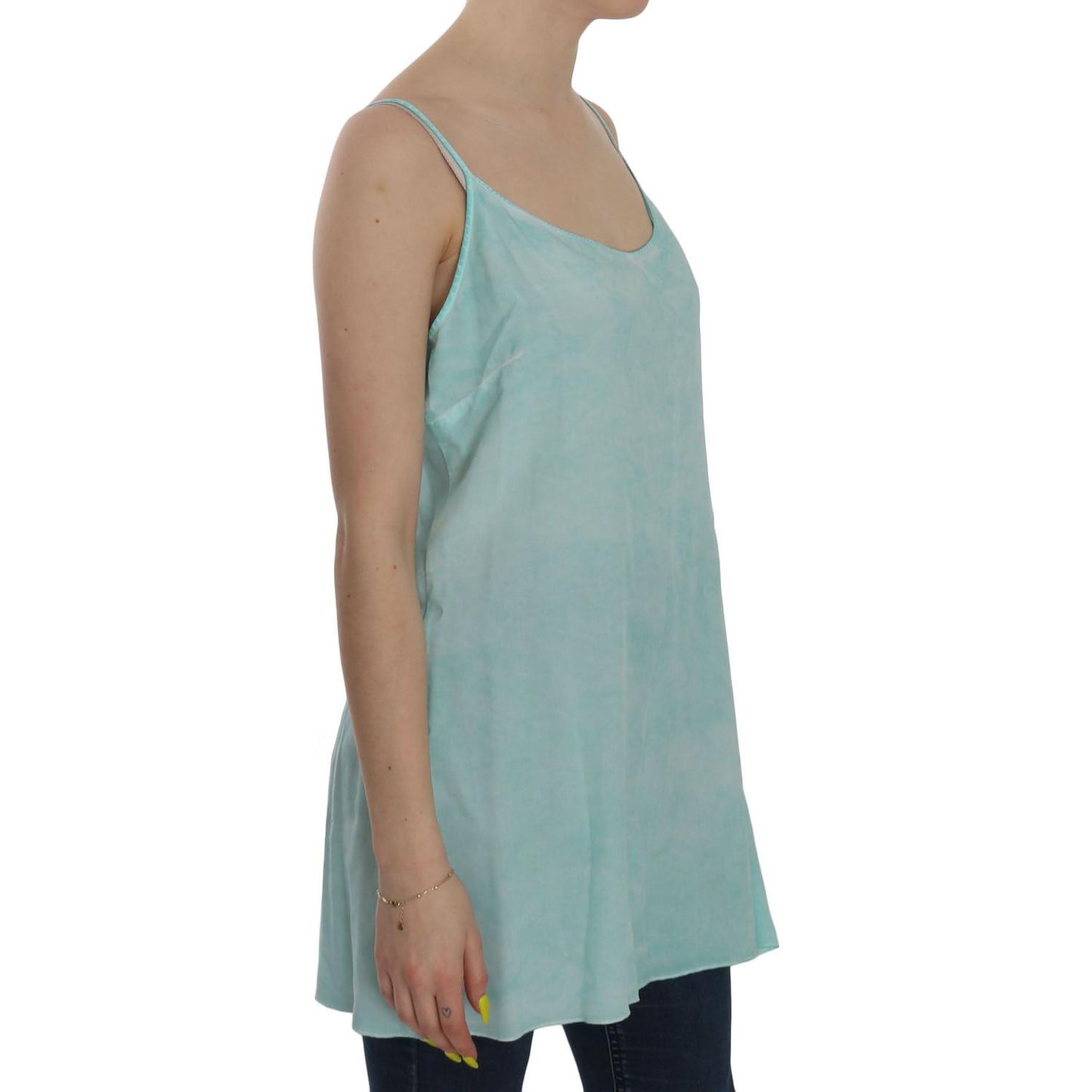 Ermanno Scervino Blue Sleeveless Spaghetti Dress Blouse TSH3759-46