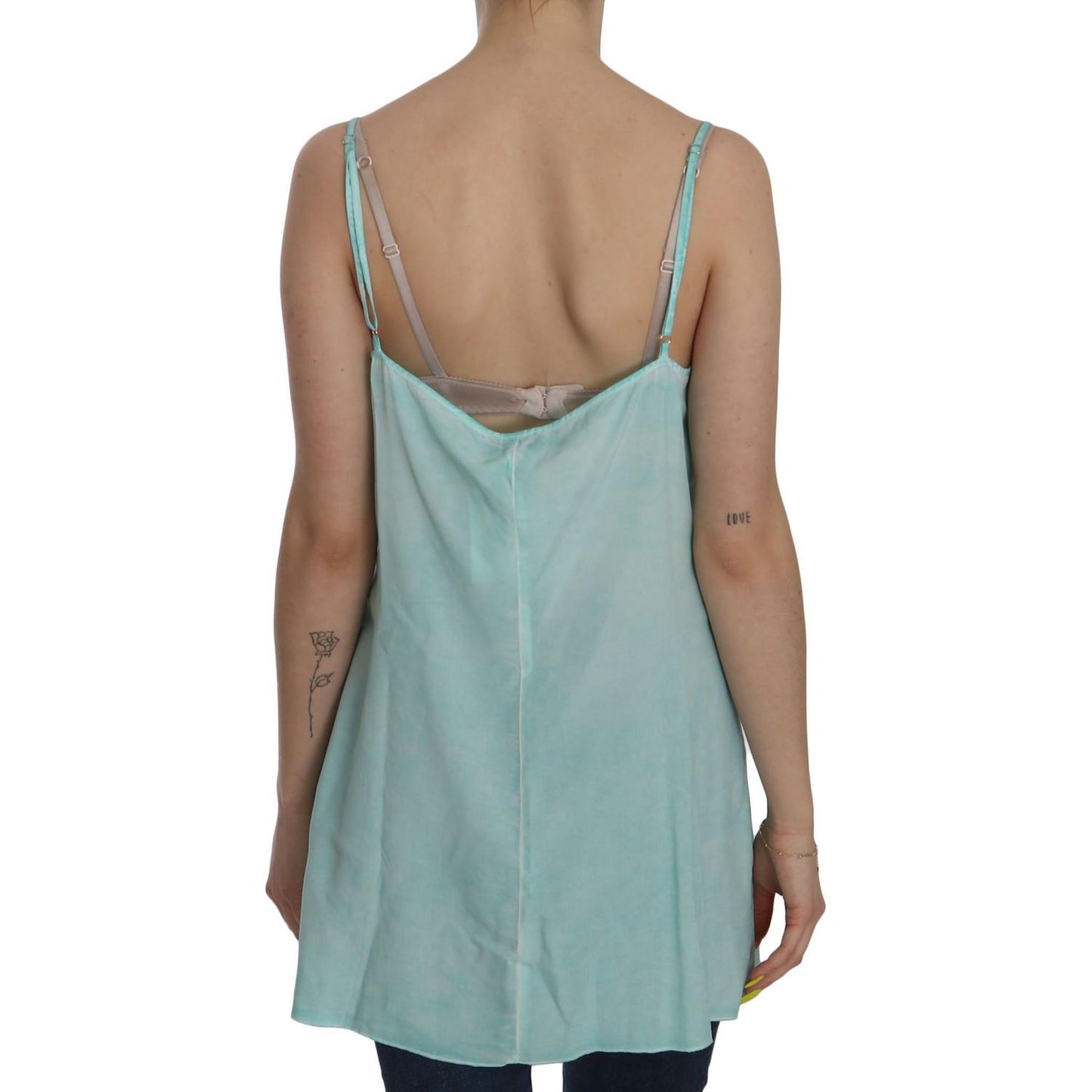 Ermanno Scervino Blue Sleeveless Spaghetti Dress Blouse TSH3759-46