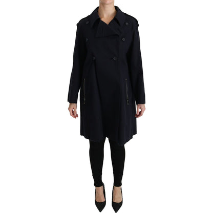 Dolce & Gabbana Coat Blue Cotton Women Trench Jacket
