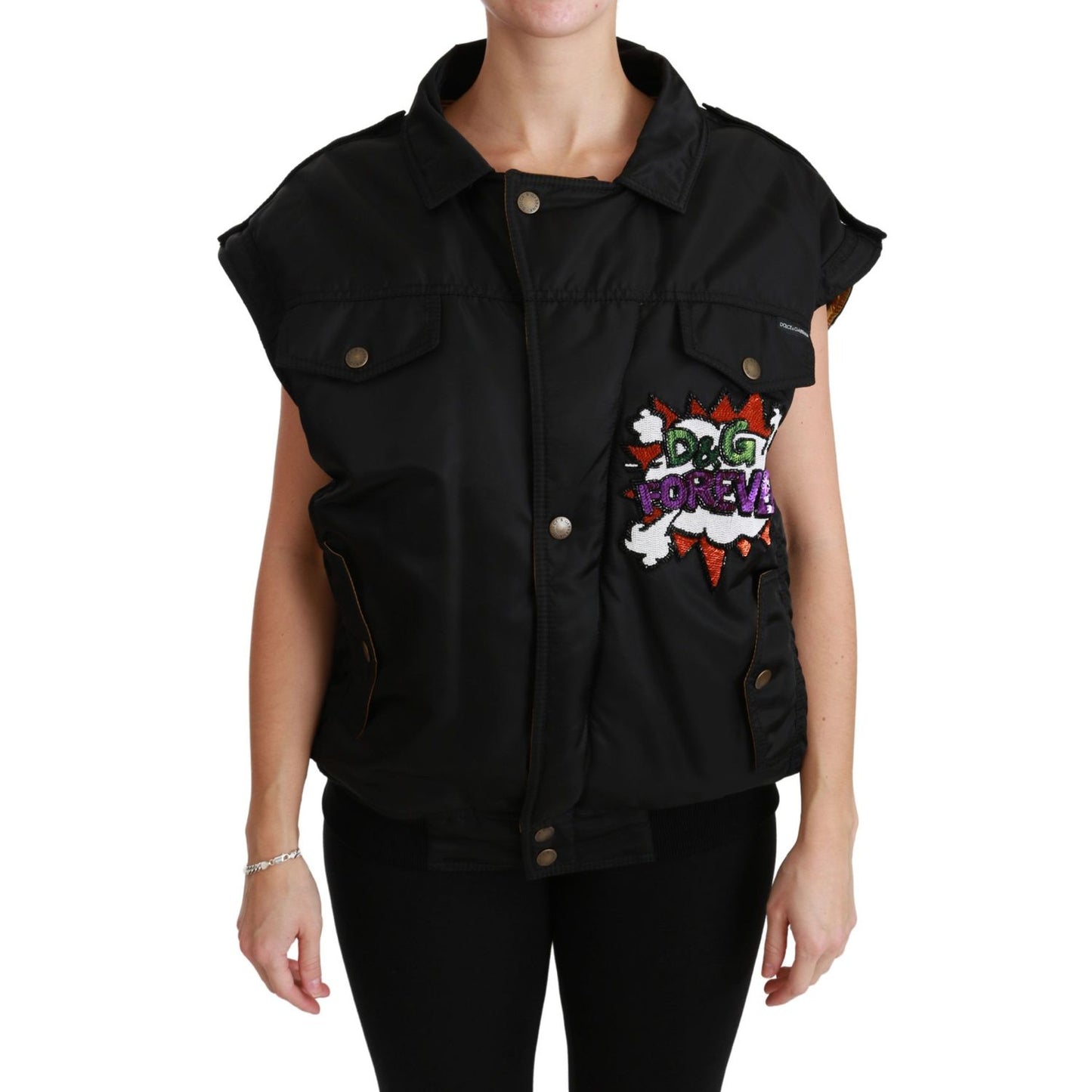 Dolce & Gabbana Black Queen Crown Sequined Bomber Jacket 1728,67345645728,Black,Bombers - Jackets & Coats - Clothing,Clothing,Dolce & Gabbana,IT36 | XS,Jackets & Coats - Clothing,Jackets & Coats - Women - Clothing,Material: 100% Nylon,New with tags,Women,