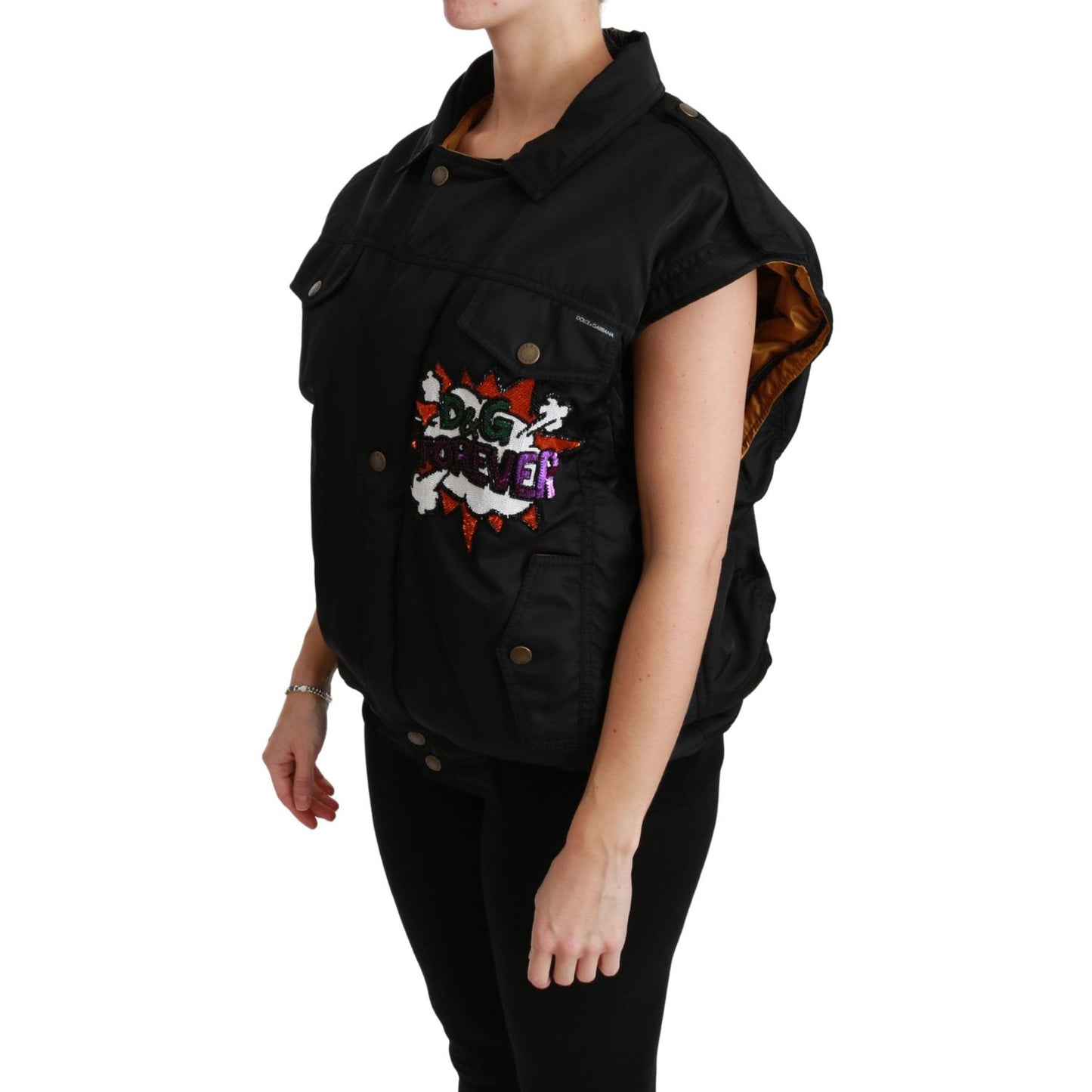 Dolce & Gabbana Black Queen Crown Sequined Bomber Jacket 1728,67345645728,Black,Bombers - Jackets & Coats - Clothing,Clothing,Dolce & Gabbana,IT36 | XS,Jackets & Coats - Clothing,Jackets & Coats - Women - Clothing,Material: 100% Nylon,New with tags,Women,