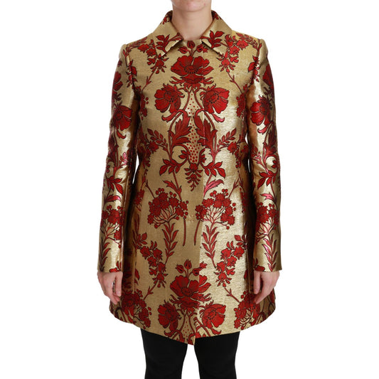 Dolce & Gabbana Red Gold Floral Brocade Cape Coat Jacket 10% Metal,1728,33% Acetate,67345645728,8% Silk,Clothing,Dolce & Gabbana,Gold,IT36 | XS,IT40|S,Jackets & Coats - Clothing,Jackets & Coats - Women - Clothing,Material: 49% Polyester,New with tags,Tren