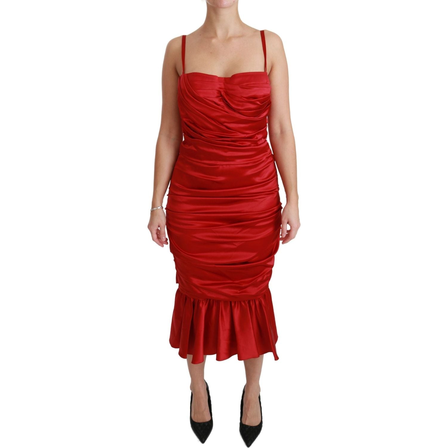 Dolce & Gabbana Red Silk Stretch Mermaid Bodycon Dress