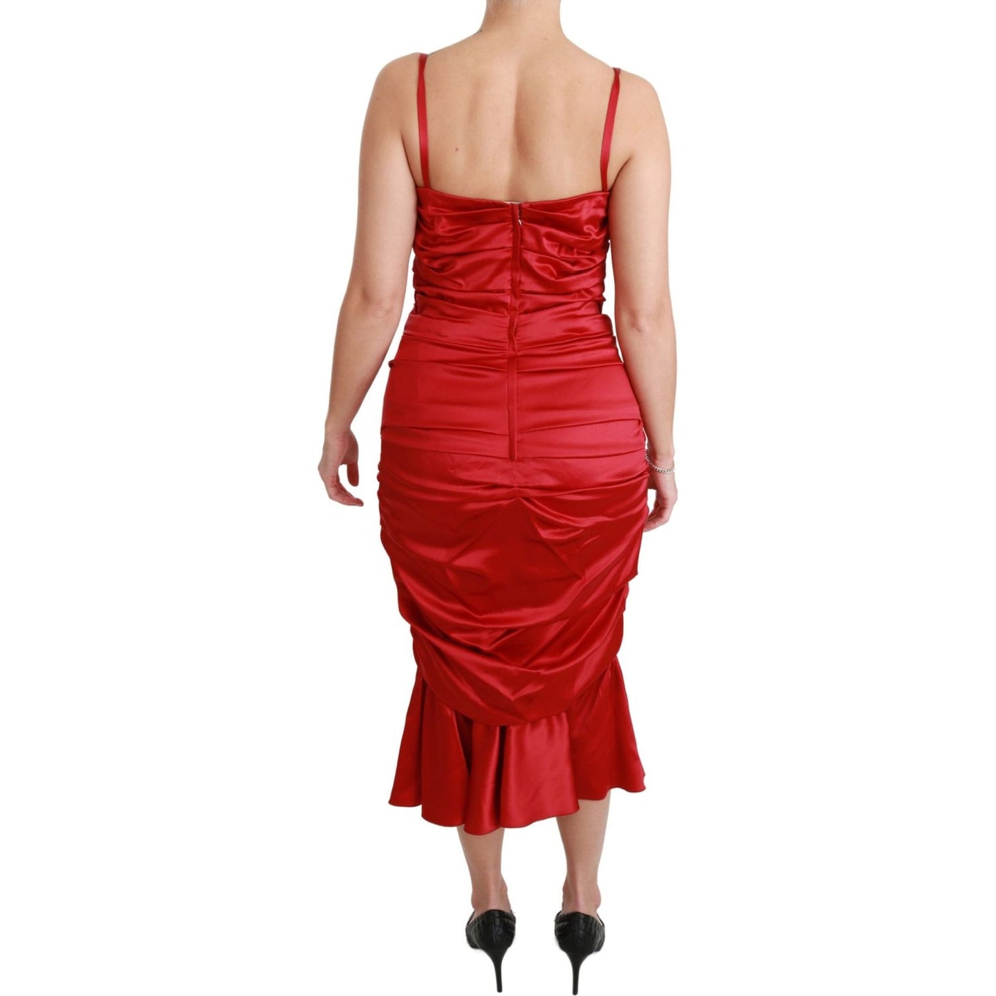 Dolce & Gabbana Red Silk Stretch Mermaid Bodycon Dress