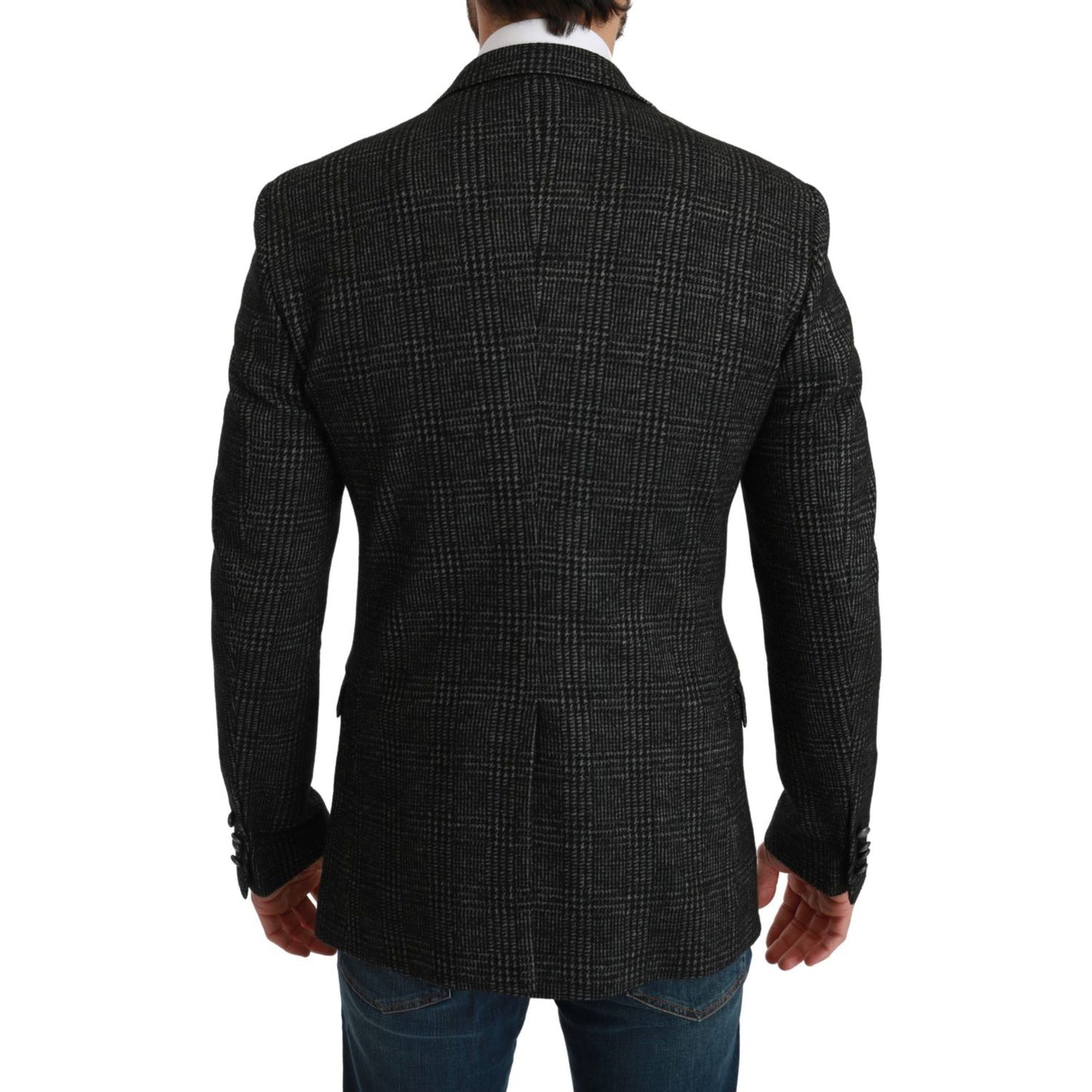 Dolce & Gabbana Gray Plaid Check Slim Fit Jacket Blazer Dolce & Gabbana