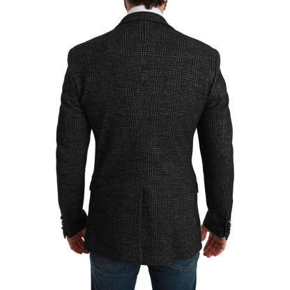 Dolce & Gabbana Gray Plaid Check Slim Fit Jacket Blazer Dolce & Gabbana