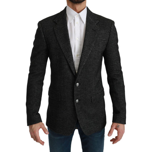 Dolce & Gabbana Gray Plaid Check Slim Fit Jacket Blazer