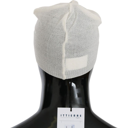 Costume National Beanie White Wool Blend Branded Hat