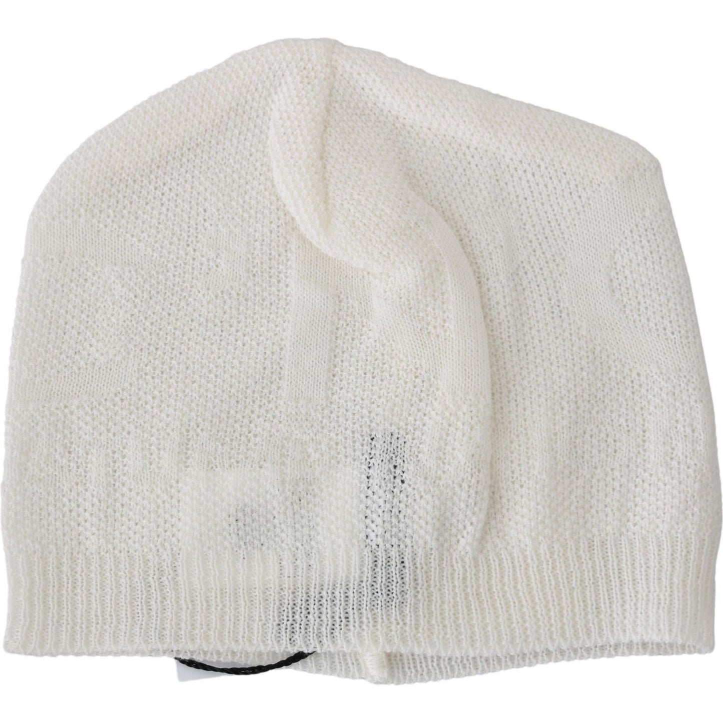 Costume National Beanie White Wool Blend Branded Hat