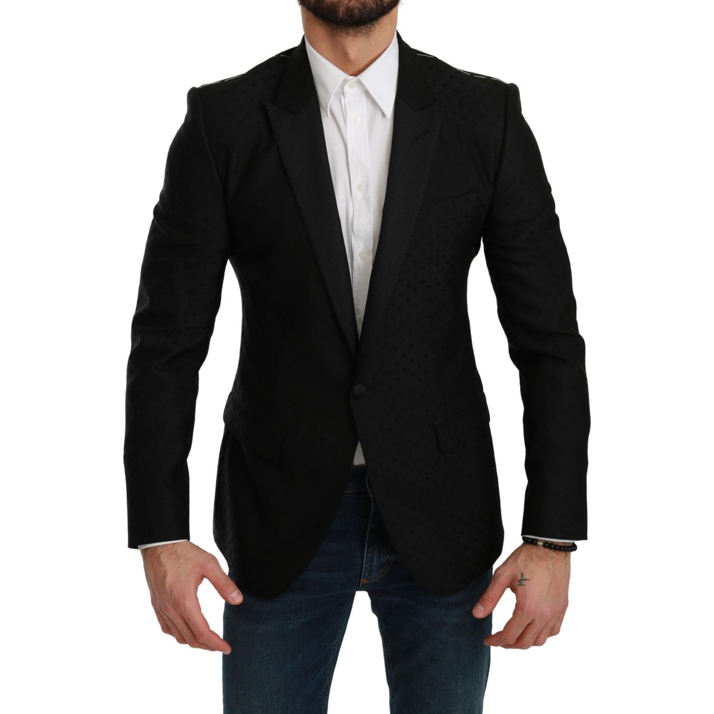 Dolce & Gabbana Black Slim Fit Coat Jacket MARTINI Blazer 1728,67345645728,Black,Blazers - Men - Clothing,Blazers - Suits & Blazers - Clothing,Clothing,Dolce & Gabbana,IT46 | S,Material: 50% Virgin Wool 50% Rayon,Men,Men - Clothing,New with tags,Suits & B