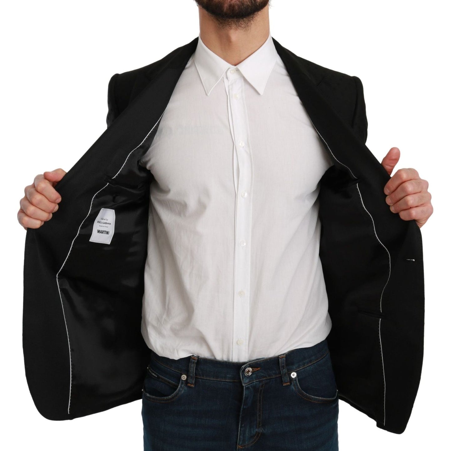 Dolce & Gabbana Black Slim Fit Coat Jacket MARTINI Blazer 1728,67345645728,Black,Blazers - Men - Clothing,Blazers - Suits & Blazers - Clothing,Clothing,Dolce & Gabbana,IT46 | S,Material: 50% Virgin Wool 50% Rayon,Men,Men - Clothing,New with tags,Suits & B