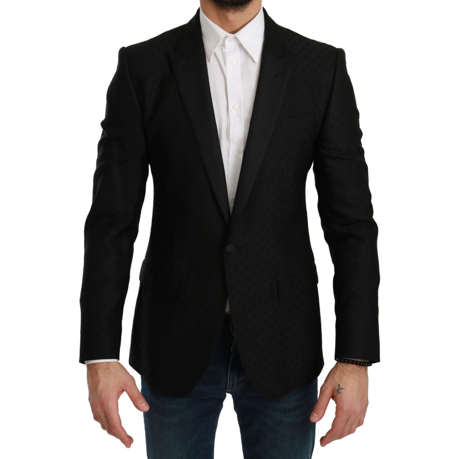 Dolce & Gabbana Black Slim Fit Coat Jacket MARTINI Blazer
