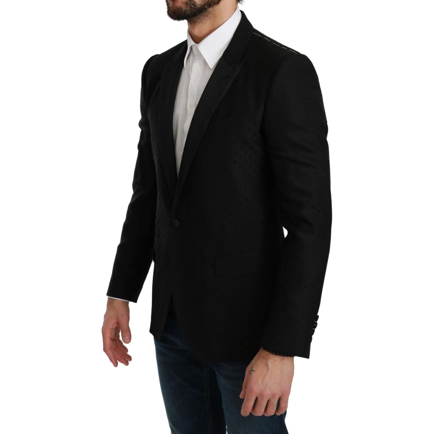 Dolce & Gabbana Black Slim Fit Coat Jacket MARTINI Blazer 1728,67345645728,Black,Blazers - Men - Clothing,Blazers - Suits & Blazers - Clothing,Clothing,Dolce & Gabbana,IT46 | S,Material: 50% Virgin Wool 50% Rayon,Men,Men - Clothing,New with tags,Suits & B