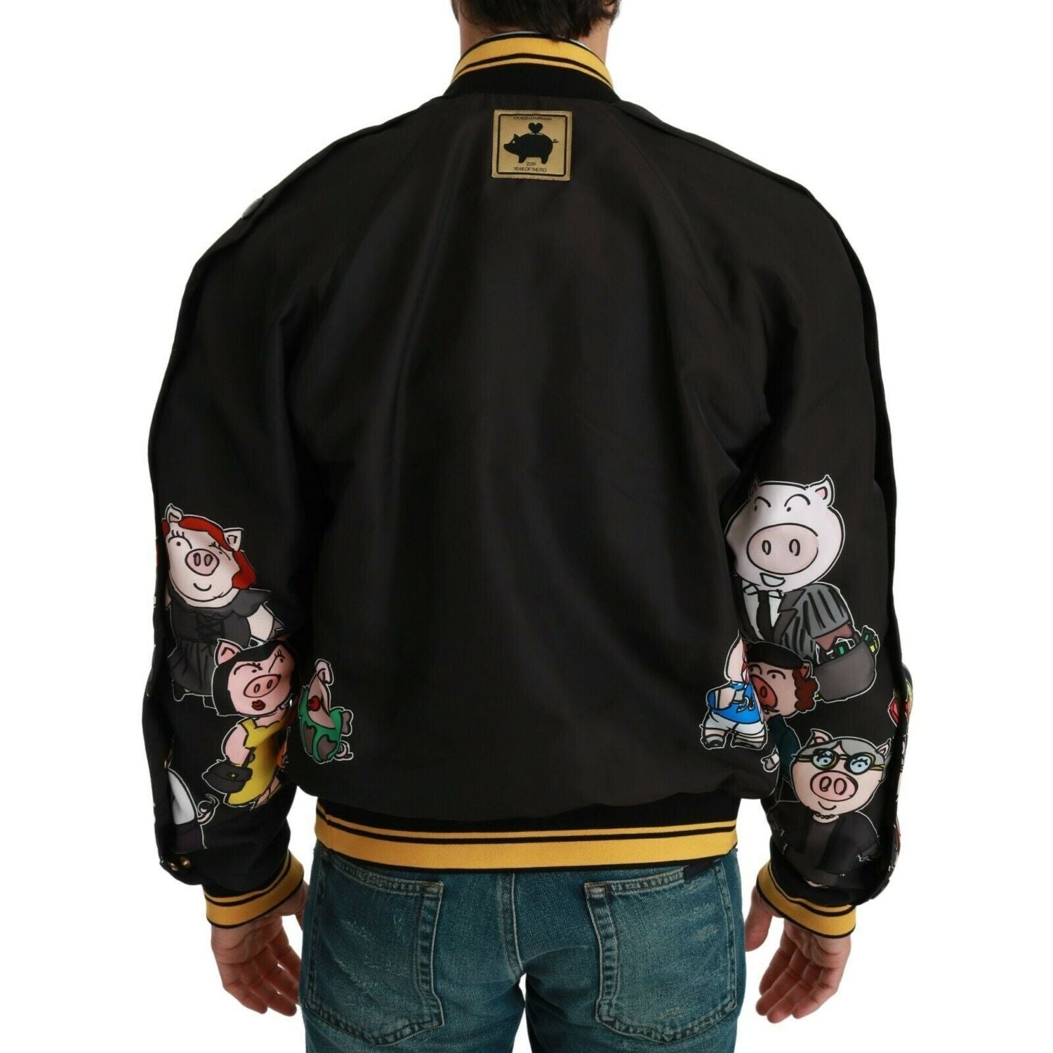 Dolce & Gabbana Black YEAR OF THE PIG Bomber Jacket