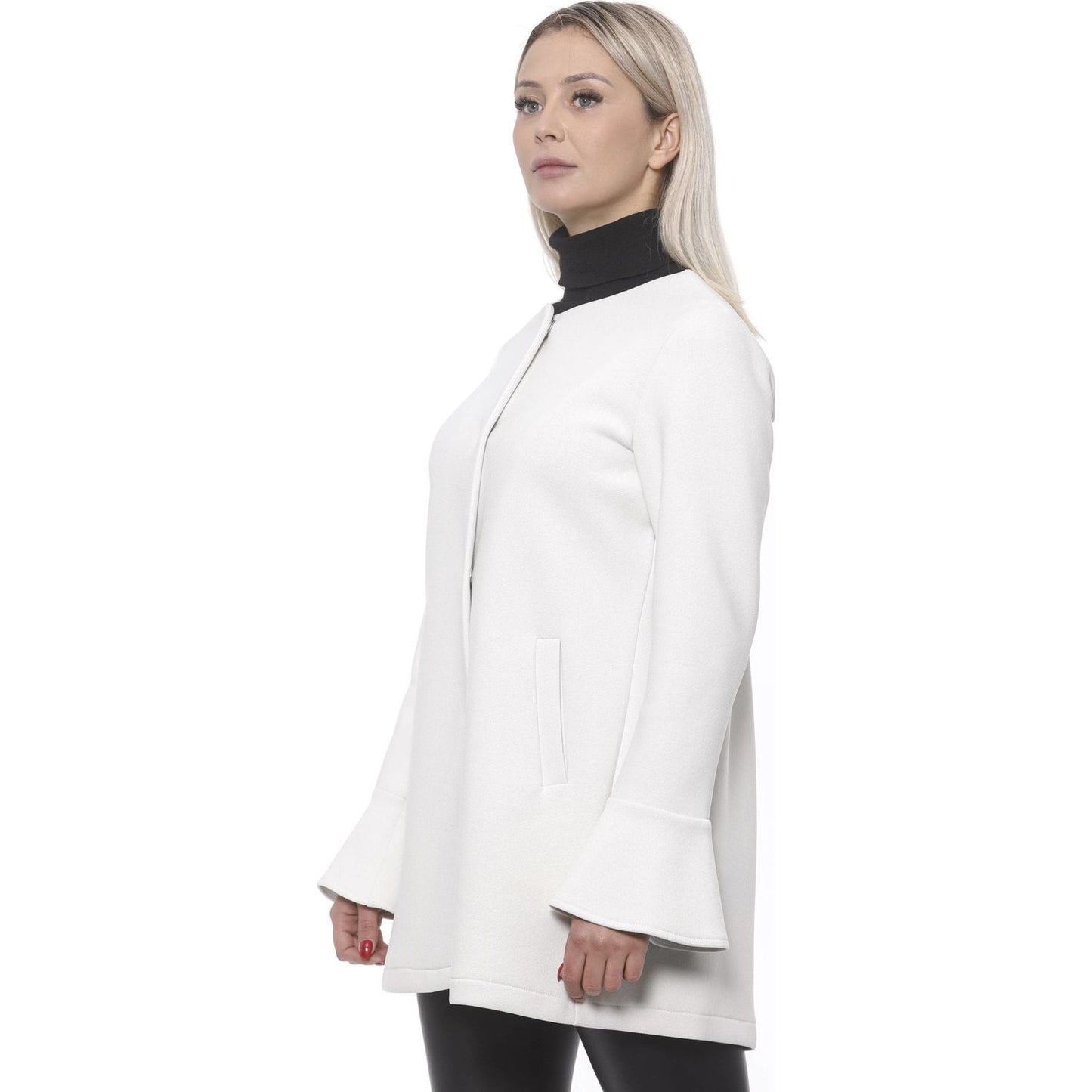 19V69 Italia Elegant White Neoprene Woman Coat 19V69 Italia