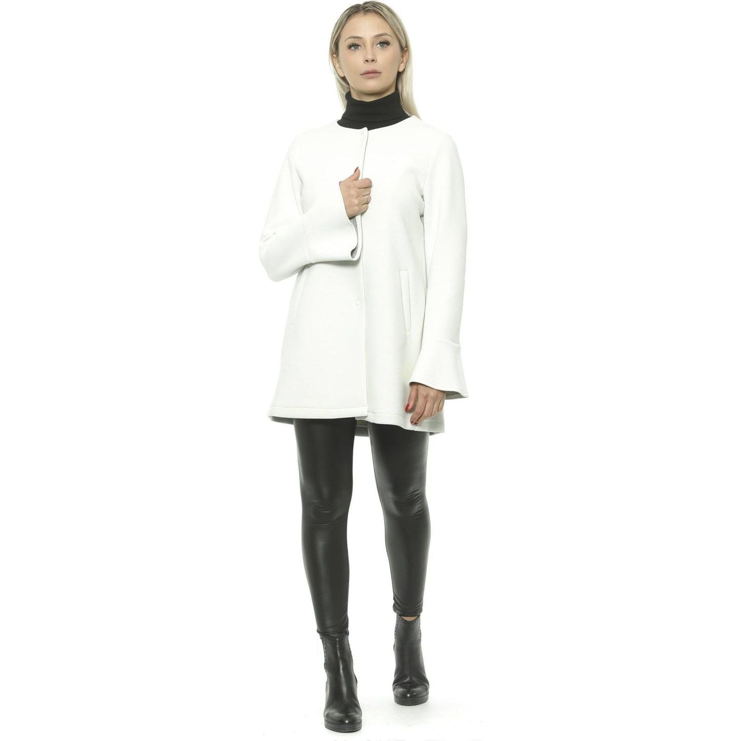 19V69 Italia Elegant White Neoprene Woman Coat 19V69 Italia