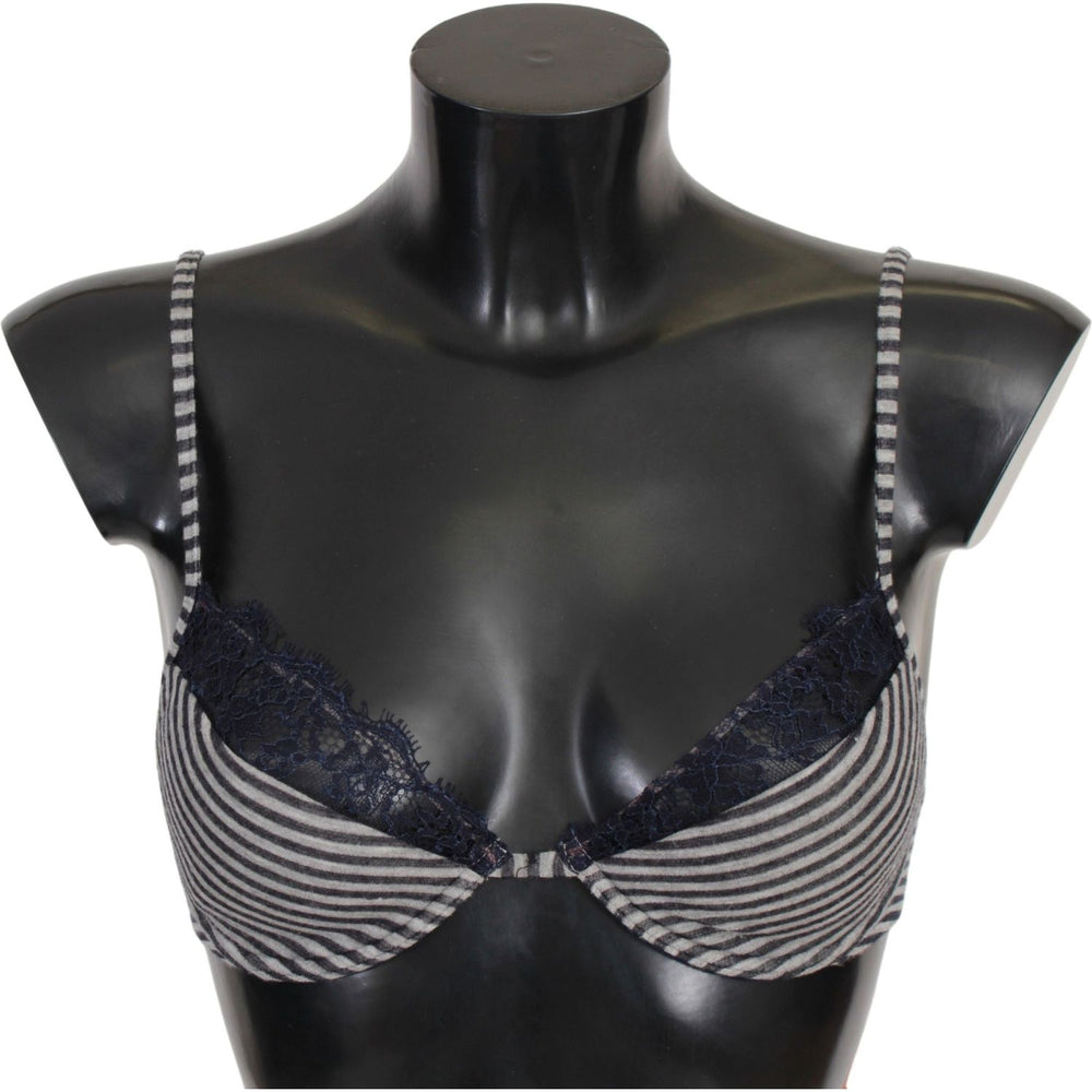 Ermanno Scervino Blue Stripes Lace Reggiseno Bra Underwear BIK751-S