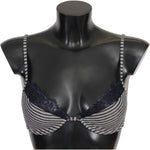 Ermanno Scervino Blue Stripes Lace Reggiseno Bra Underwear BIK751-S