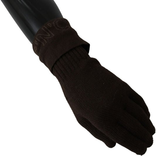 Costume National Elegant Brown Knitted Gloves Costume National