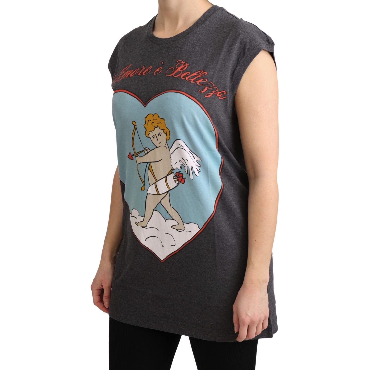 Dolce & Gabbana Gray Cotton L' Amore Top Tank T-shirt