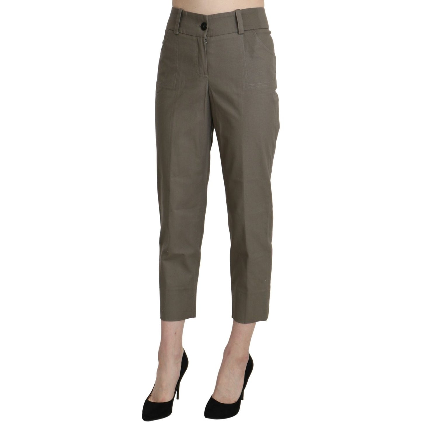 BENCIVENGA Elegant High Waist Cropped Pants in Gray BENCIVENGA