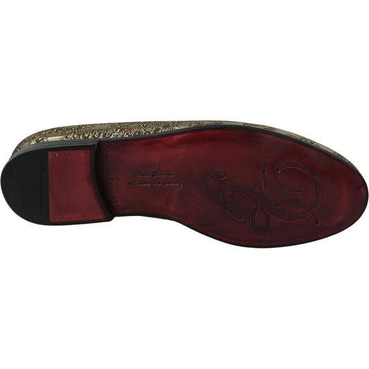 Dolce & Gabbana Gold Bordeaux Loafers Slides Dress Shoes Dolce & Gabbana