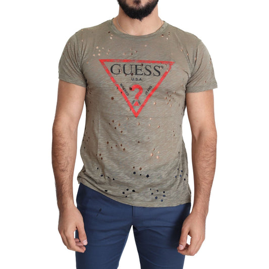 Guess Chic Brown Cotton Stretch Tee Guess