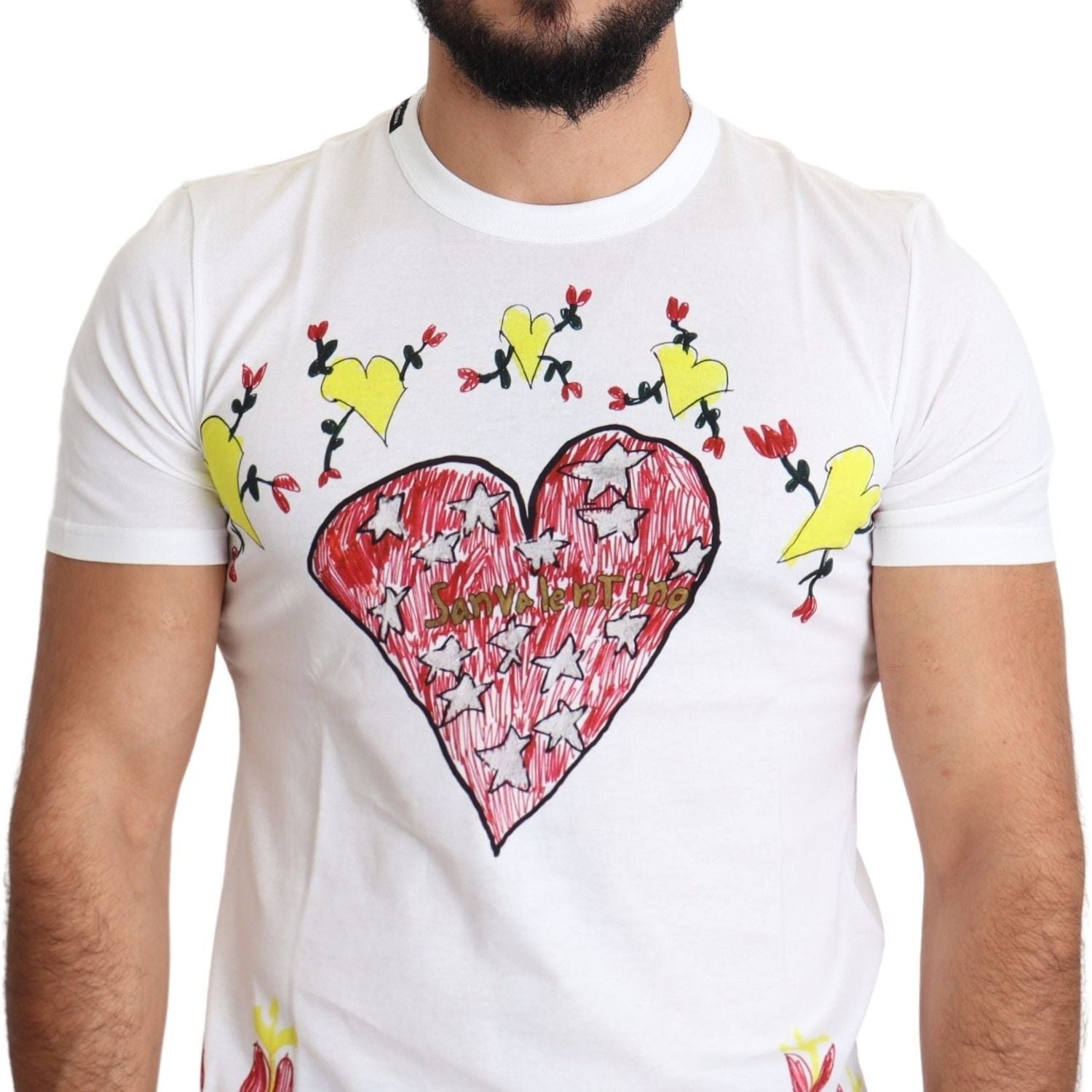 Dolce & Gabbana White Saint Valentine Print Cotton Men T-shirt