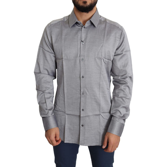 Dolce & Gabbana Gray Cotton Men Formal GOLD Dress Shirt 1728,67345645728,Clothing,Dolce & Gabbana,Dress Shirts - Shirts - Clothing,Gray,IT37 | XS,Material: 100% Cotton,Men,Men - Clothing,New with tags,Shirts - Clothing,Shirts - Men - Clothing