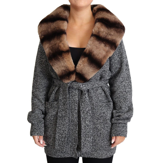 Dolce & Gabbana Gray Cardigan Fur Coat Cashmere Jacket 1728,67345645728,Clothing,Coats - Jackets & Coats - Clothing,Dolce & Gabbana,Gray,IT38 | XS,Jackets & Coats - Clothing,Jackets & Coats - Women - Clothing,Material: 100% Cashmere,New with tags,Women,Wo