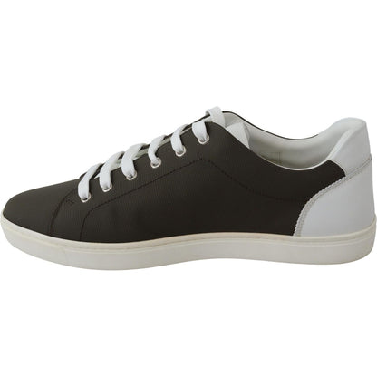 Dolce & Gabbana White Green Leather Low Top Sneakers Shoes