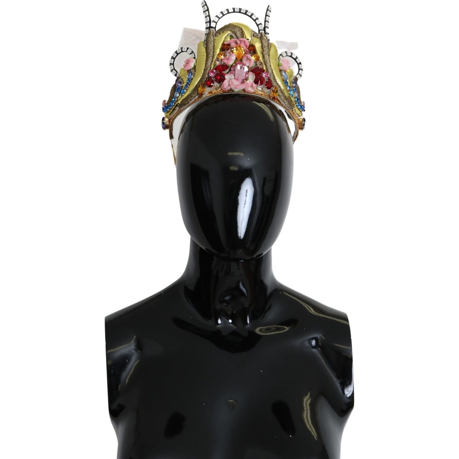 Dolce & Gabbana Gold Brass Floral Crystals LED Lights Crown Tiara Diadem