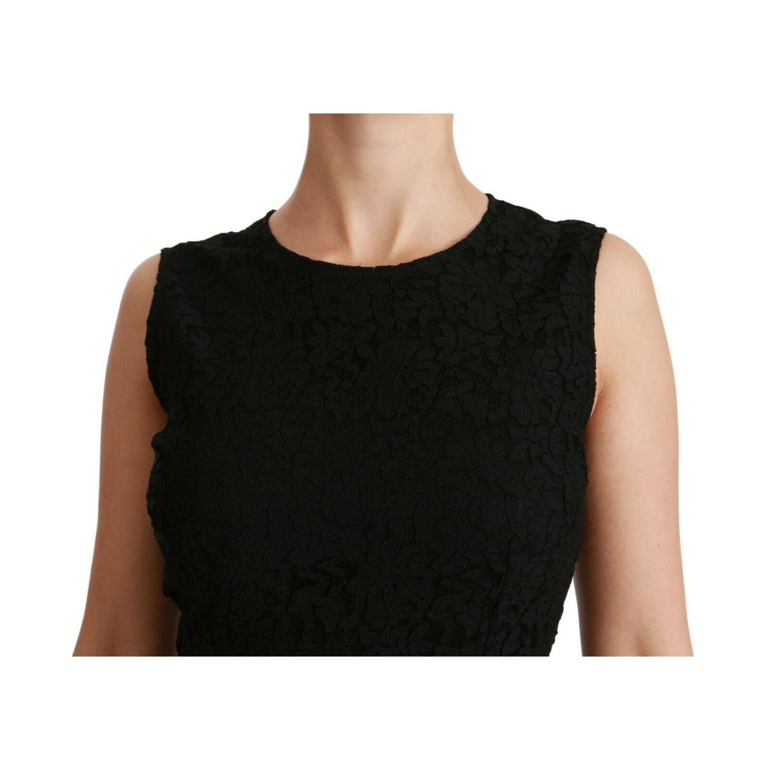 Dolce & Gabbana Black Floral Lace Sheath Gown Dress