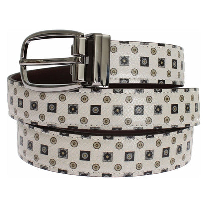 Dolce & Gabbana White Silk Bowtie Leather Men Belt Gift Box