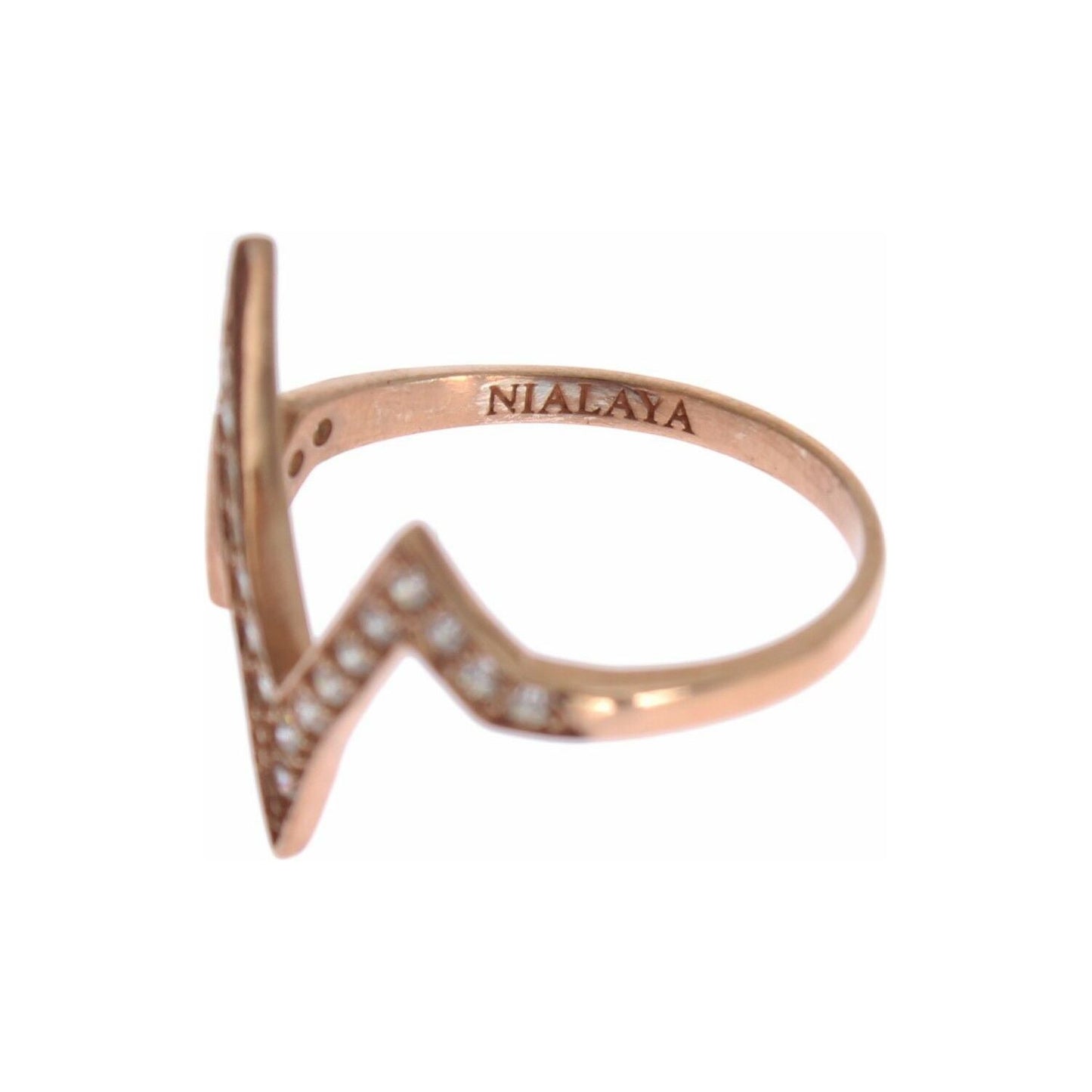Nialaya Pink Gold 925 Silver Womens Clear Ring 1728,67345645728,Accessories,Category - Jewellery,clear CZ Crystals,EU47 | US4,Jewellery - Accessories,Jewelry,Material: Pink 18K Gold plated 925 Sterling Silver,Men,New with tags,Nialaya,Pink,Rings - Jewelle