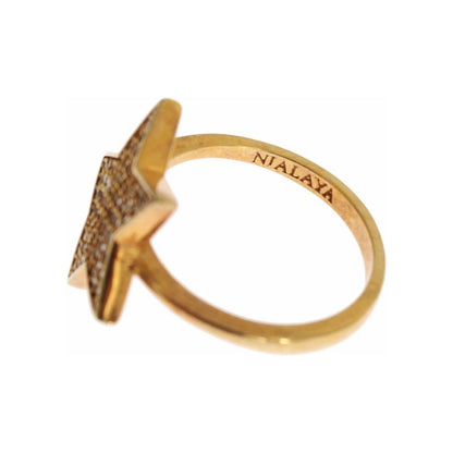 Nialaya Star Gold 925 Silver Womens Clear Ring 1728,67345645728,Accessories,Category - Jewellery,Clear CZ Crystals,EU54 | US7,Gold,Jewellery - Accessories,Jewelry,Material: 18K Gold plated 925 Sterling Silver,Men,New with tags,Nialaya,Rings - Jewellery -