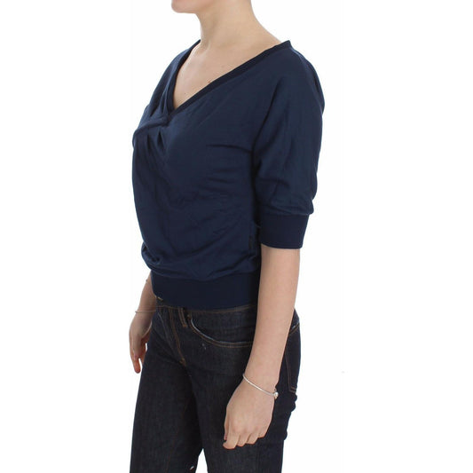 Exte Elegant Deep V-Neck Sweater in Blue Exte