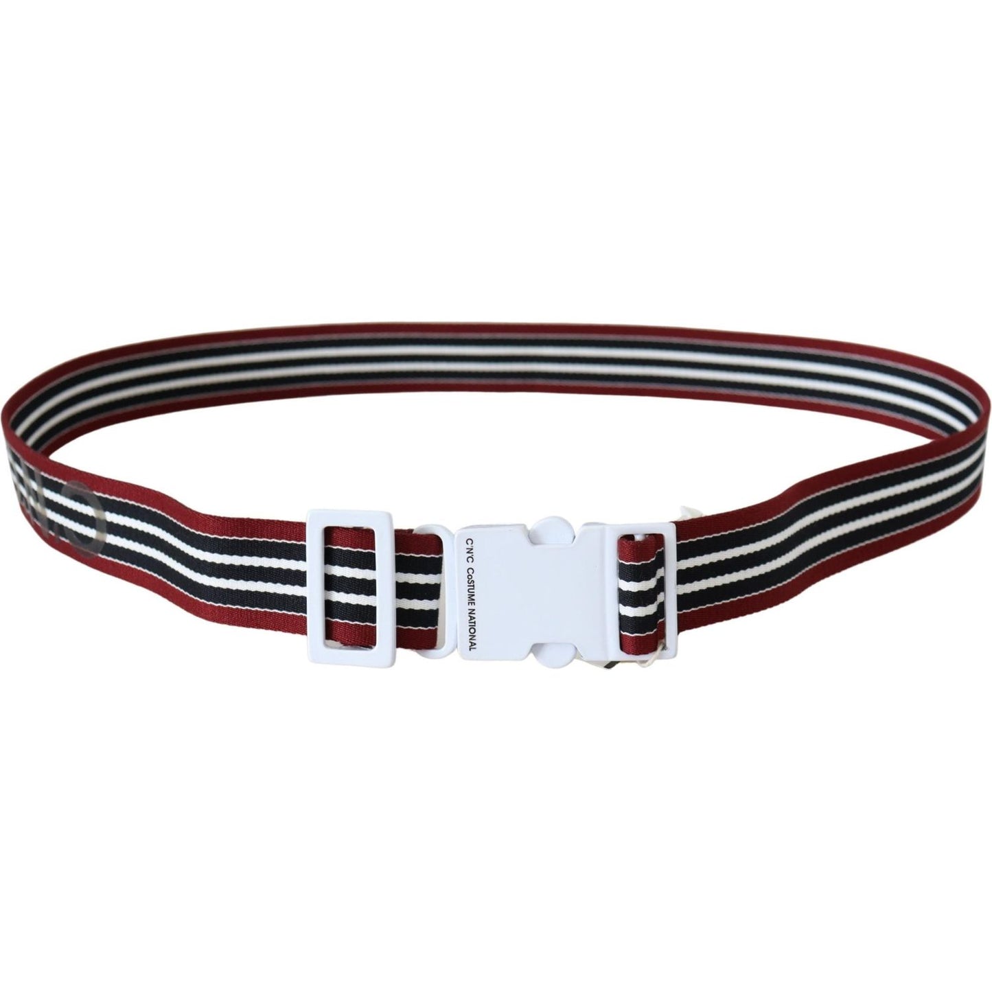 Costume National Black Red Stripe White Logo Buckle Waist Belt Costume National